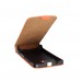 Nokia Lumia 520 - Genuine Leather Up Down Flip Protective Phone Cover Case - Orange